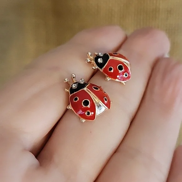 Ladybug Stud Earrings - Picture 5 of 7